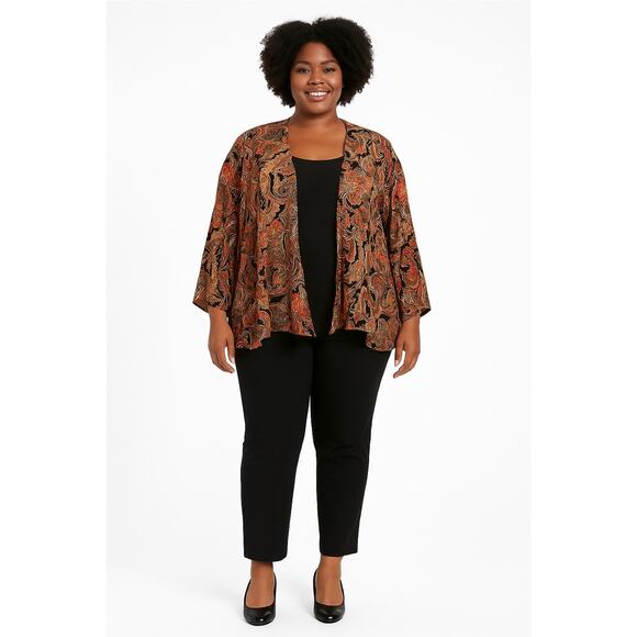 Ann Marshall 3X Travel Knit Jacket – Autumn Paisley Print, Plus Size 26-28 - Picture 1 of 5